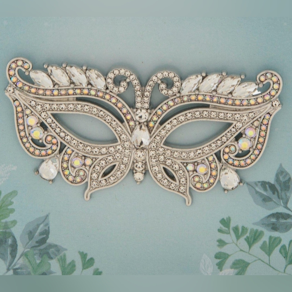 Venetian-style Mask Brooch Mardi Gras Dress-up Costume Jewelry